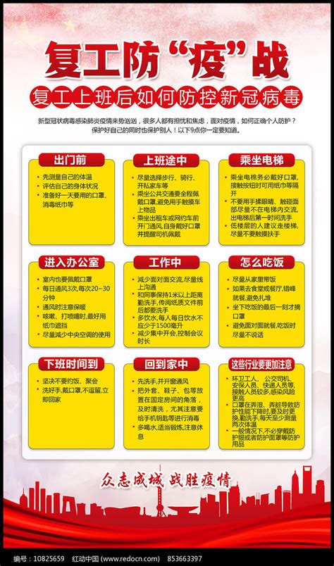 企业复工上班防控新型冠状病毒展板图片下载_红动中国