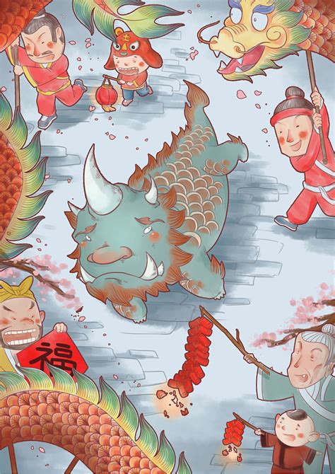 传统文化国学绘本：斗年兽|插画||汉图文化公司 - 原创作品 - 站酷 (ZCOOL)