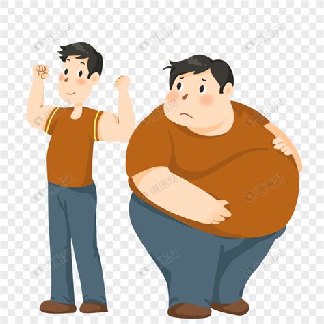 身材肥胖对比的男人元素素材下载-正版素材401244648-摄图网