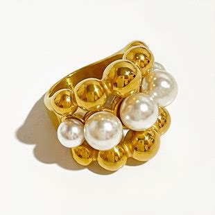 欧美风夸张高级感多层串珠造型珍珠钛钢戒指女复古气质镶珍珠戒指-阿里巴巴