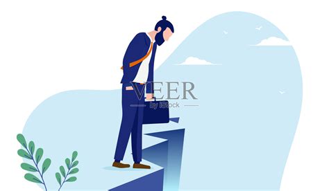 逆境中的商人——站在悬崖边向下看的人插画图片素材_ID:402831006-Veer图库