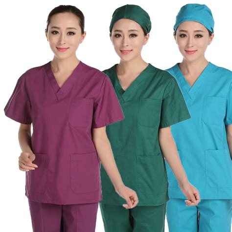 护士服短袖分体套装夏护工工作服装长袖月嫂护理服冬白绿紫粉蓝色-阿里巴巴
