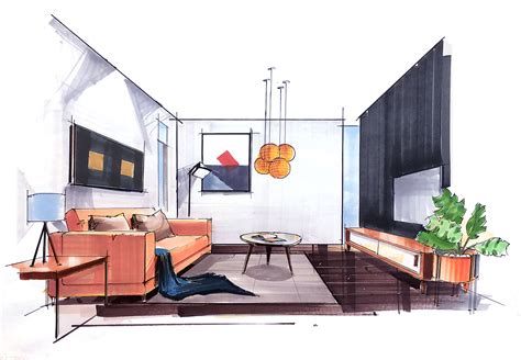 室内手绘效果图表现步骤示范|空间|家装设计|一叶手绘 - 原创作品 - 站酷 (ZCOOL)