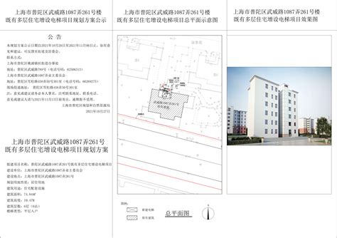 上海市普陀区武威路1087弄261号楼既有多层住宅增设电梯项目规划方案公示_方案_规划资源局