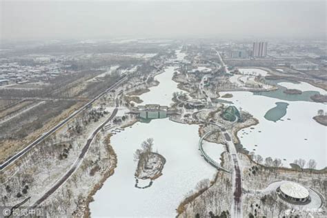 航拍丨滨州城市公园雪后美景如画