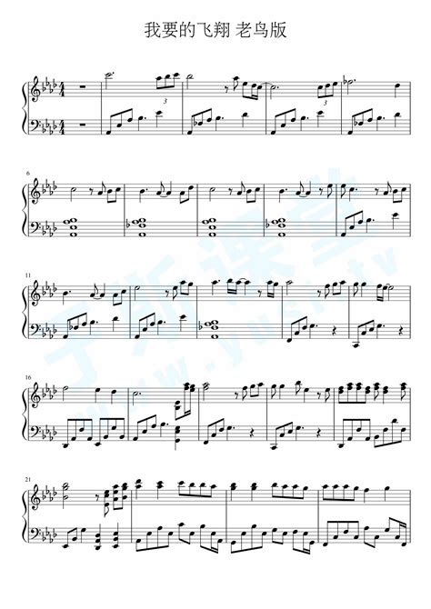 我要的飞翔 老鸟版钢琴曲谱，于斯课堂精心出品。于斯曲谱大全，钢琴谱，简谱，五线谱尽在其中。