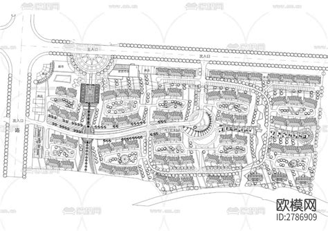 某长方形地块多层居民小区详细规划设计cad总平面施工图_住宅小区_土木在线