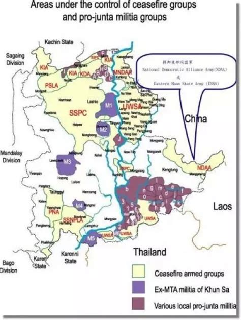 缅甸佤邦与果敢地图,,地区_大山谷图库