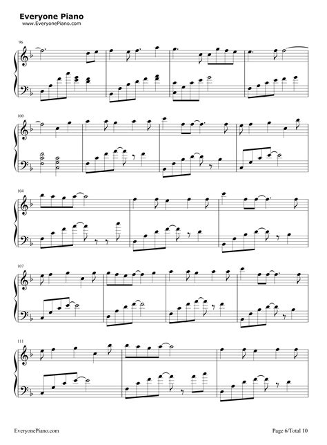 Letter song-致十年后的我-初音ミク五线谱预览6-钢琴谱文件（五线谱、双手简谱、数字谱、Midi、PDF）免费下载