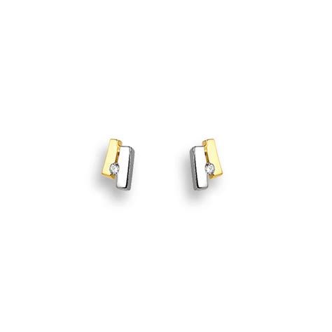 Gouden oorbellen 4011521 met 0.04 crt diamant | Trendjuwelier