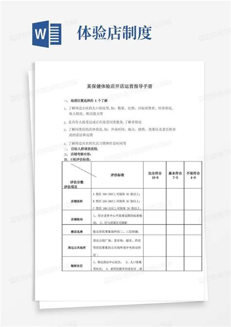 保健体验店开店运营指导手册Word模板下载_编号qmdgmyoy_熊猫办公