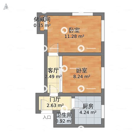北京市西城区 汽北小区2室1厅1卫 47m²-v2户型图 - 小区户型图 -躺平设计家
