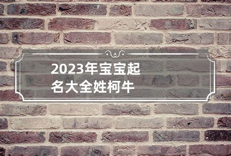 2023年宝宝起名大全姓柯牛-起名网