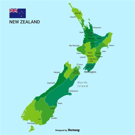 矢量新西兰地图与城市和地区 - NicePSD 优质设计素材下载站