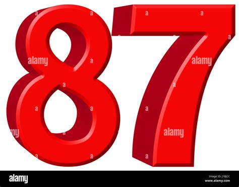 Numeral 87, eighty seven, isolated on white background, 3d render Stock ...