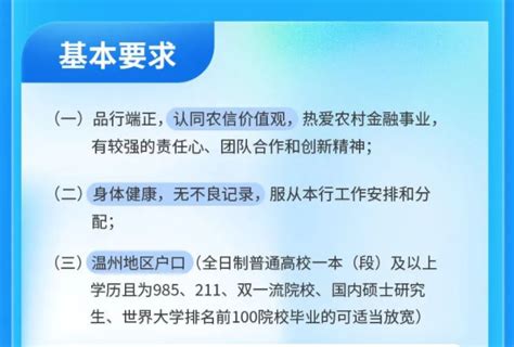 2022年浙江瓯海农商银行秋季招聘公告