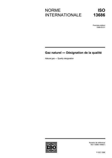 ISO 13686:1998 - Natural gas — Quality designation