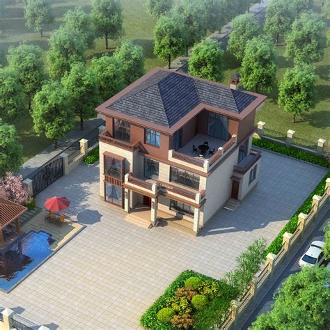 QH2014新中式农村自建房10米宽进深10.5米房屋设计图纸平面设计图 - 青禾乡墅科技