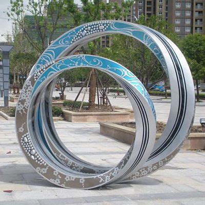 不锈钢圆环雕塑 不锈钢锻造圆环-宏通雕塑