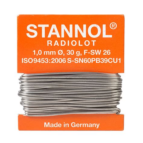 Stannol 520542 Solder Wire HS10 Sn60Pb39Cu1 1.0mm 30g | Rapid Online