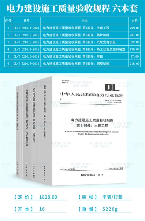 新书 DL/T5210-2022电力建设施工质量验收及评价规程全6册 - 八方资源网