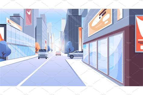 City modern street perspective | Work Illustrations ~ Creative Market