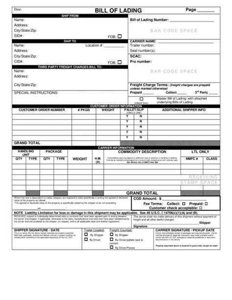 Bill Of Lading Examples