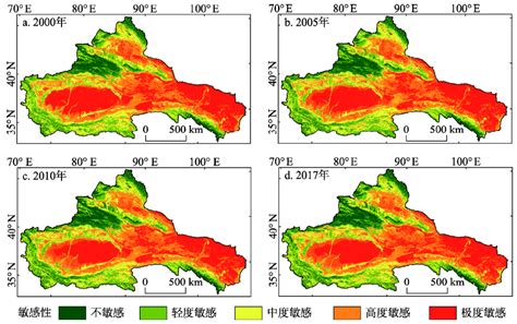 中国西北干旱区土地沙漠化敏感性时空格局