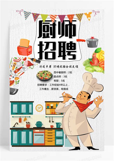 简约创意厨师招聘宣传海报图片免费下载_高清PNG素材_编号vemuw9d9z_图精灵