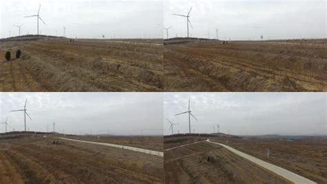 5.4k航拍内蒙古草原上的风力发电大风车视频特效素材-千库网