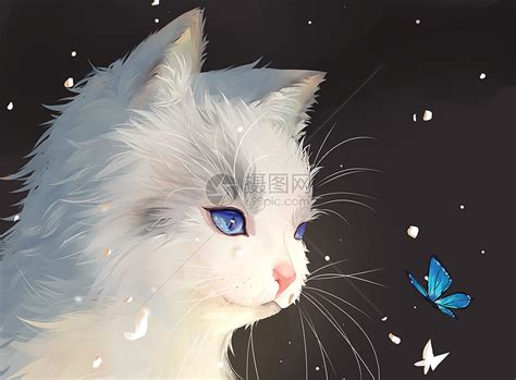 温馨动物之猫和蝴蝶插画图片下载-正版图片402427365-摄图网
