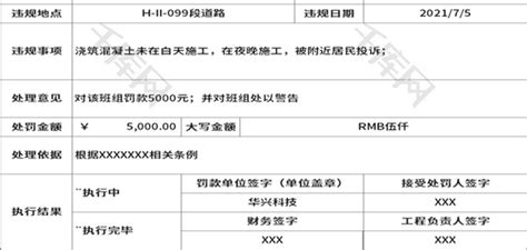 工程罚款单Excel模板_千库网(excelID：150747)