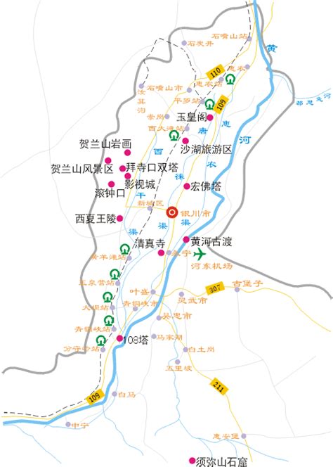 银川市交通地图 - 中国交通地图 - 地理教师网
