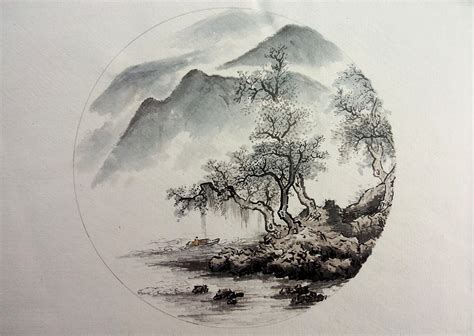 铅笔画山水画图片