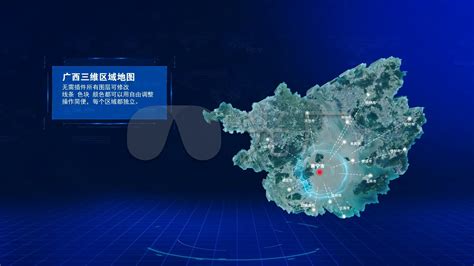 扁平化3D立体企业文化墙广西地图_红动网