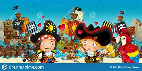 Pirate Couple In Rowboat From Overhead Royalty-Free Stock Photo ...