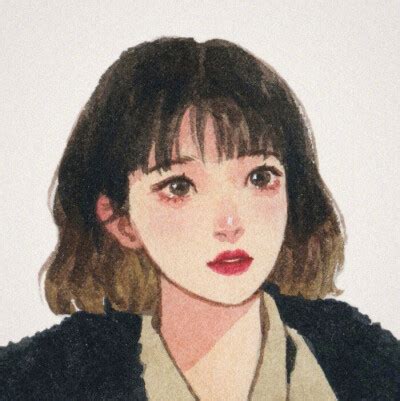 温柔女生头像插画短发