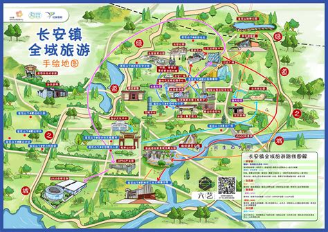 长安镇全域旅游手绘地图线路图_手绘地图六藝設計-站酷ZCOOL