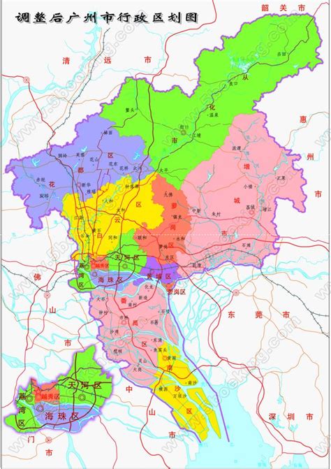 广州市每个区的地图,荔湾区详细,广东省区域划分图_大山谷图库
