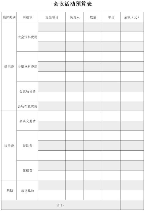 会议活动预算表格免费下载-会议活动预算表格模板下载-华军软件园