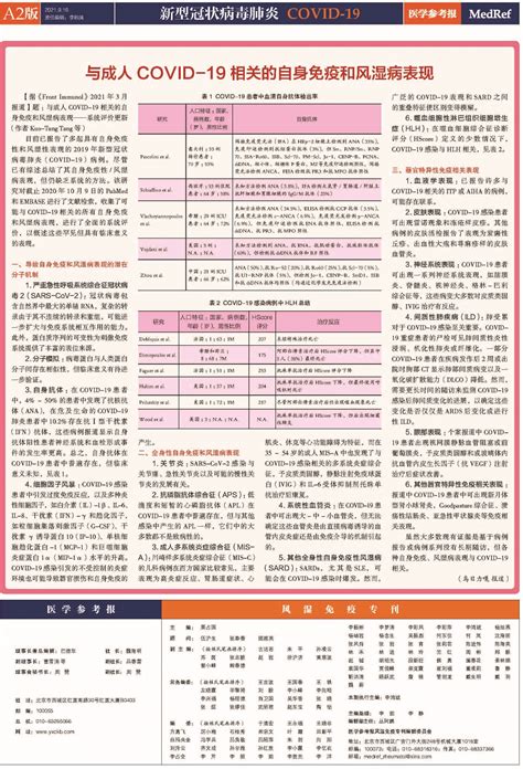 医学参考报风湿免疫专刊2021年9期电子版_电子报纸_北京托拉斯特医学传媒