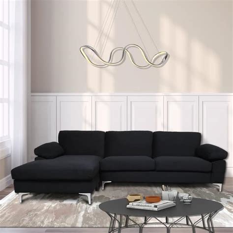Velvet Sectional Sofa Set Wide Lounge Chaise Left Hand Facing Couch ...