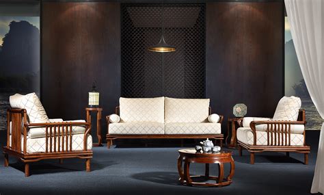新中式乌金木客厅家具 - 荣巢家具设计效果图 - 每平每屋·设计家