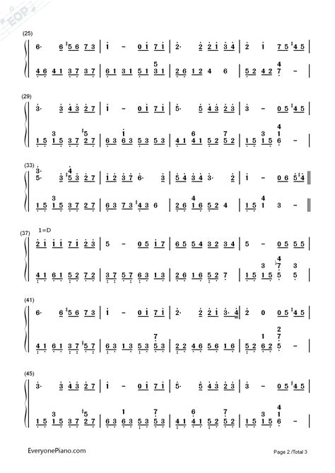 彩虹双手简谱预览2-钢琴谱文件（五线谱、双手简谱、数字谱、Midi、PDF）免费下载