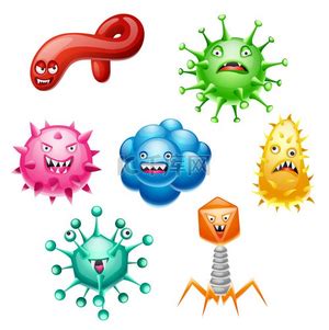 一组愤怒的小病毒、微生物和怪物。一组愤怒的小病毒。素材图片免费下载-千库网