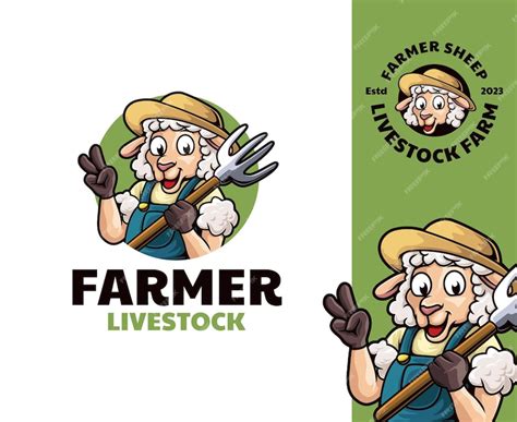 Premium Vector | Sheep farmer mascot logo design