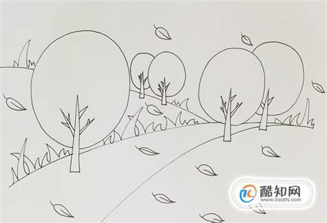 秋天落叶纷飞的简笔画,画一幅秋天丰收的图画,正在落叶的树儿童画_大山谷图库