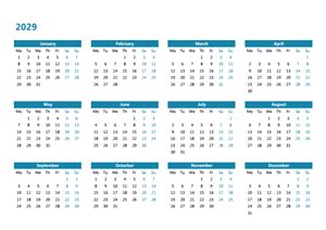 2029年日历表全年表(含农历、周数、节假日及调休-a3、a4均可直接打印)Word模板下载_编号ljymmmdo_熊猫办公