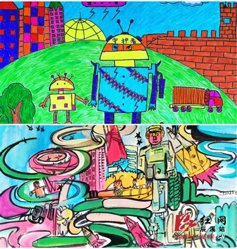 未来多美好儿童画,飞跃天空儿童画,热闹的大街儿童画图片_大山谷图库