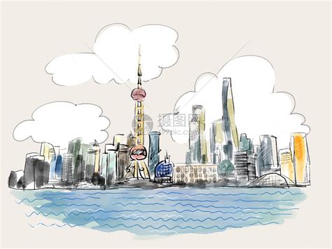 上海地标涂鸦手绘插画图片下载-正版图片400129200-摄图网